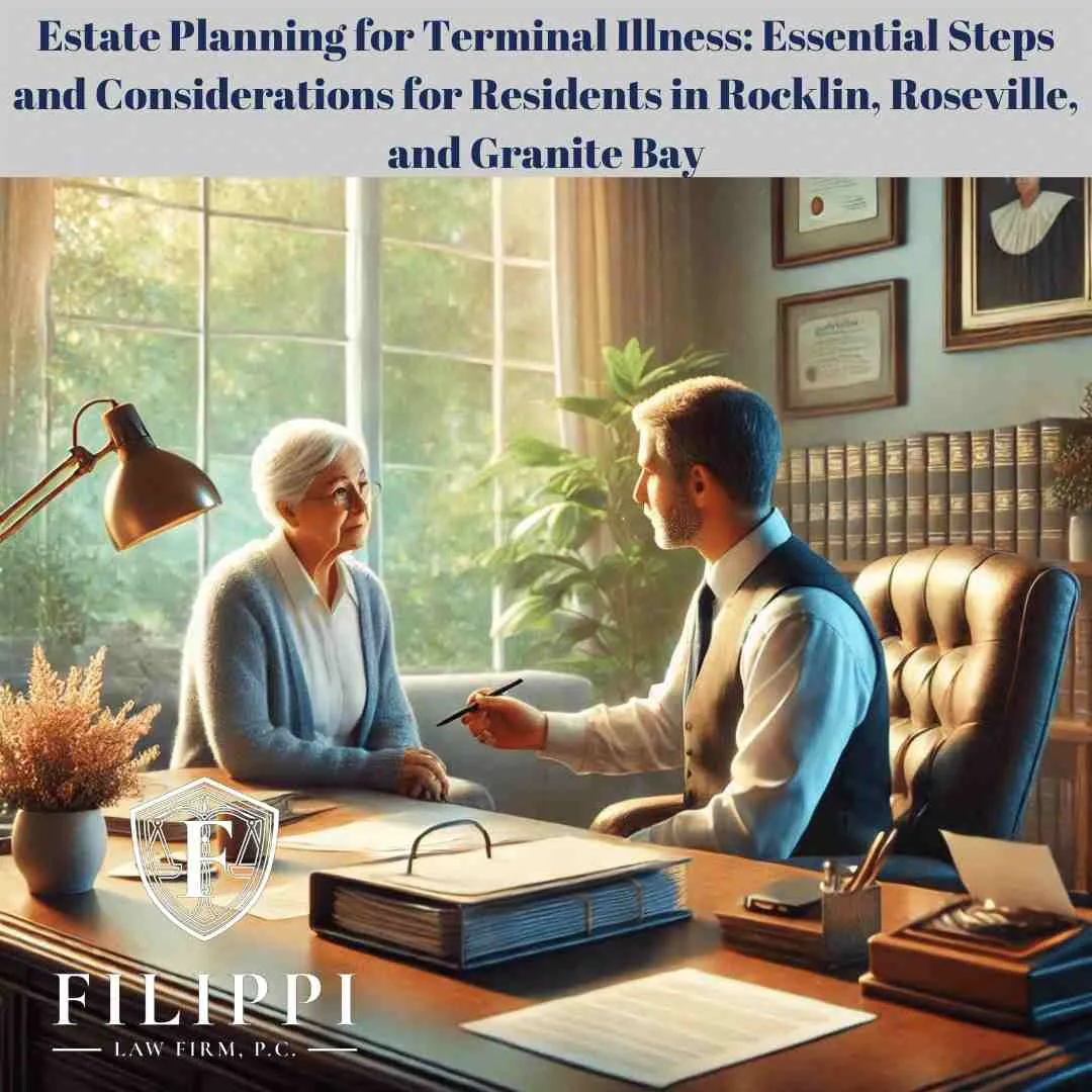 Two professionals discussing estate planning in a well-lit office with legal books and documents.