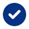 Blue circular icon featuring a white checkmark in the center.