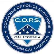 Logo of Concerns of Police Survivors Northern California Chapter, featuring blue and white colors.